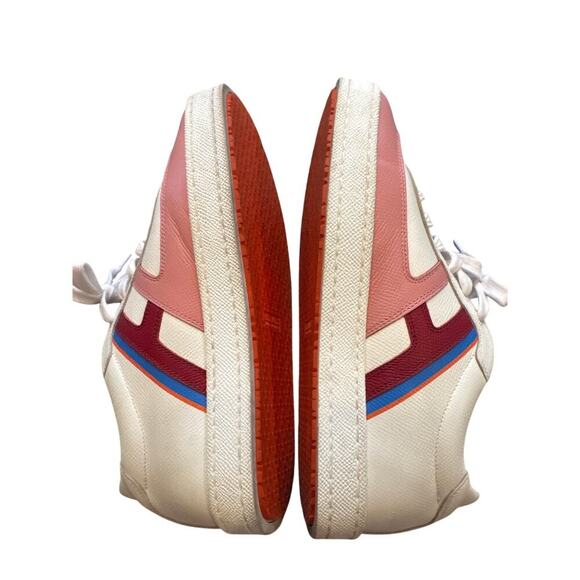 Womens Hermes Boomerang Sneaker Shoes FR 37.5 US 7.5 Purple Burgundy Blue Orange - Picture 7 of 8